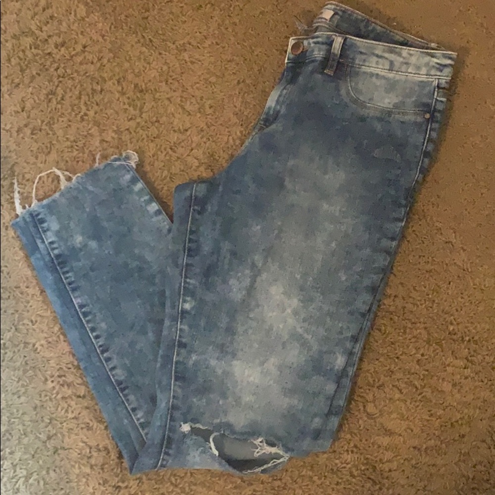 Refuge Distressed Acid Wash Jeans